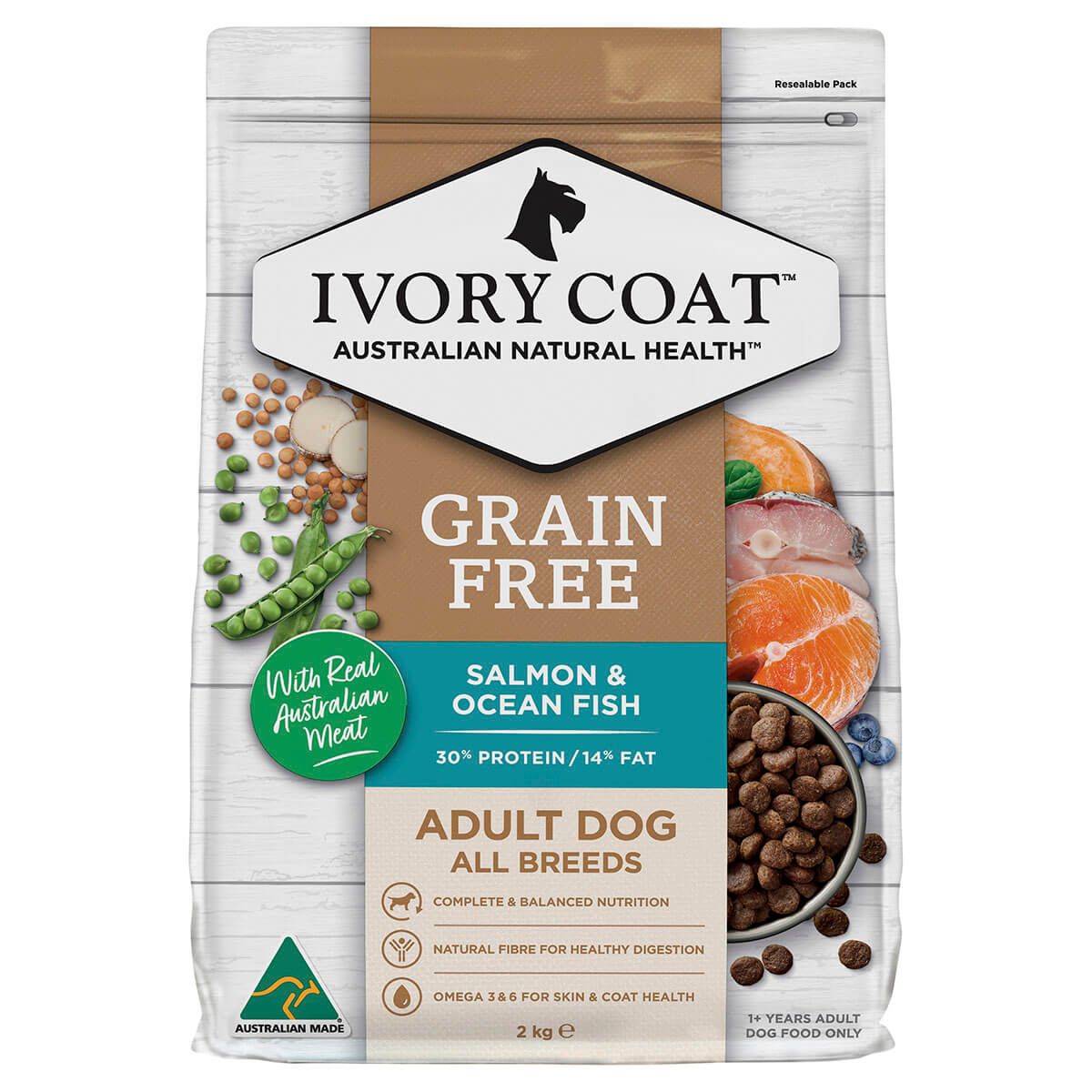 Ivory Coat Grain Free Adult Dry Dog Food Salmon & Ocean Fish 2Kg