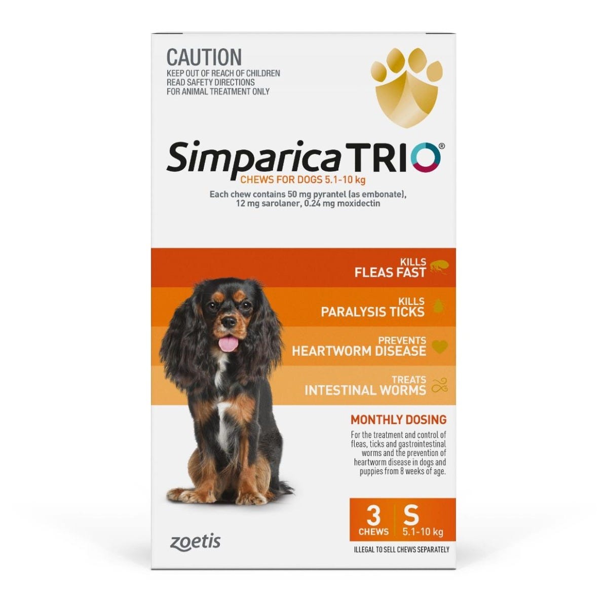 Simparica Trio 5.1 10kg Orange 6pk Best Friends Pets