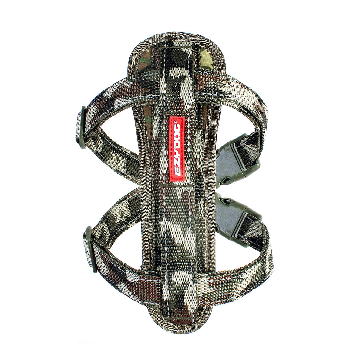 Ezydog Camouflage Chest Plate Dog Harness With Car Seatbelt Attachment Green Medium (45-73Cm Girth)