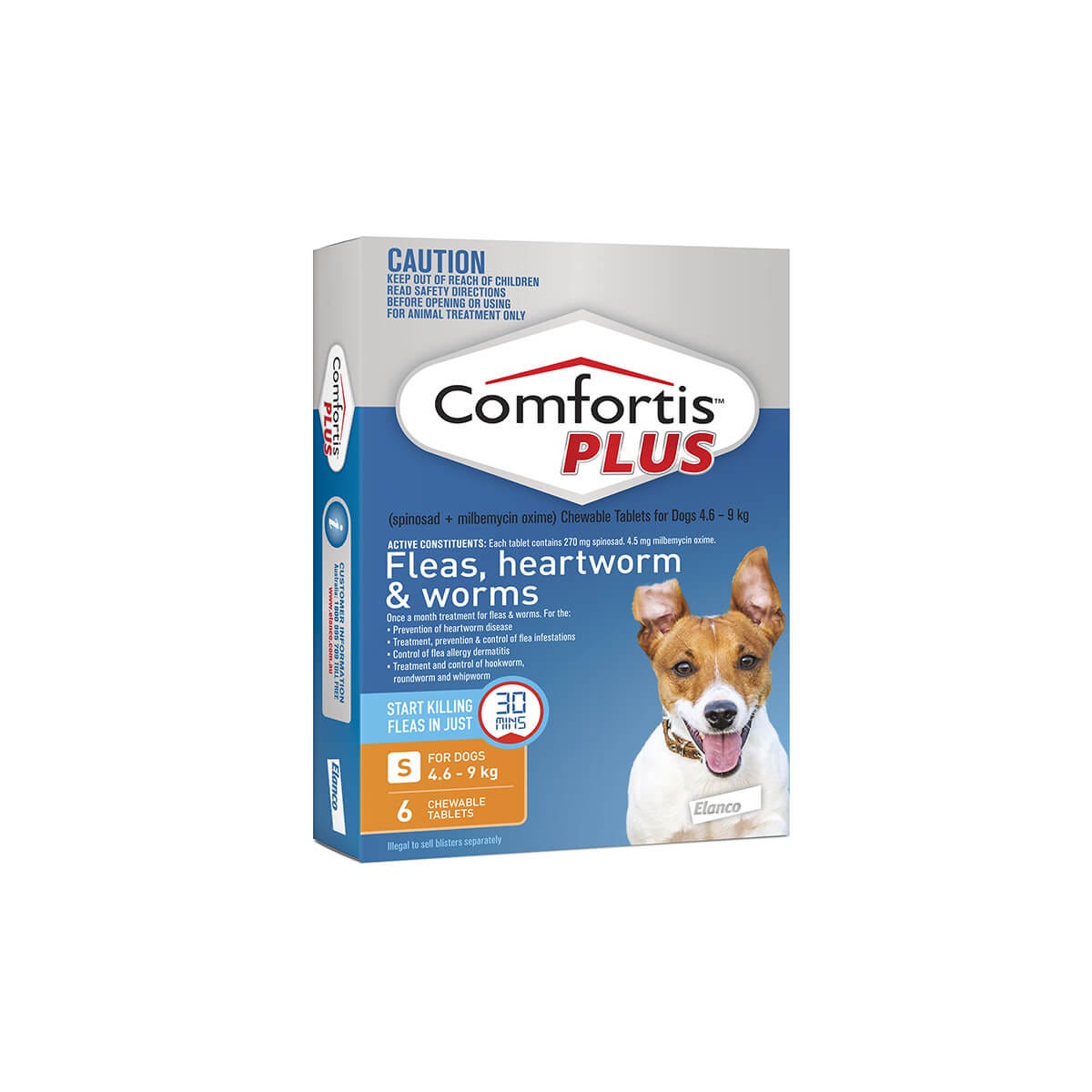 Comfortis Plus Orange Flea Worming Tablets 4.6 9Kg Dog 6 Pack Best Friends Pets