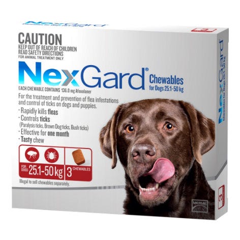 Nexgard Flea & Tick Treatment 25.1-50Kg Dog 3 Pack
