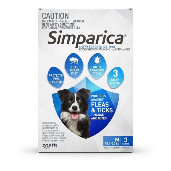 Simparica Medium 10.1-20kg (Blue) 3pk