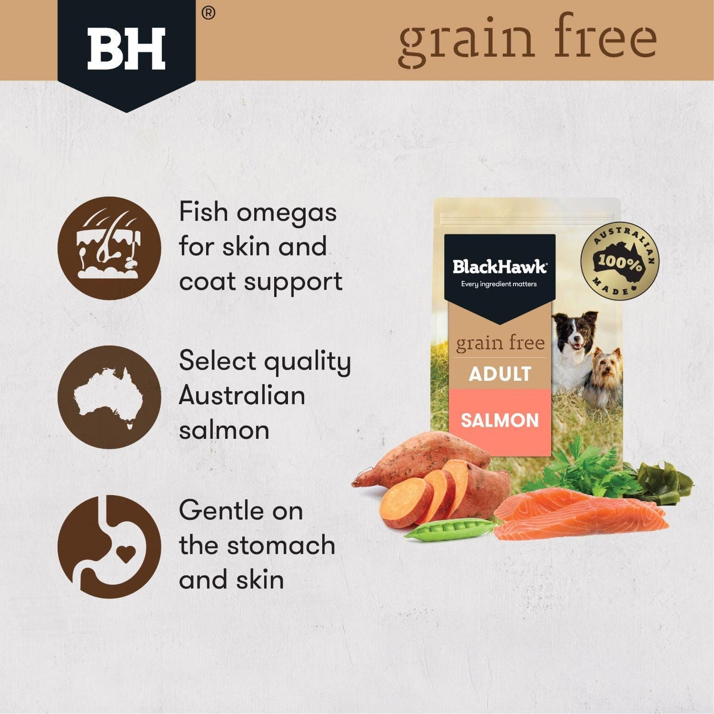 Black Hawk Grain Free Adult Salmon Dry Dog Food 7Kg