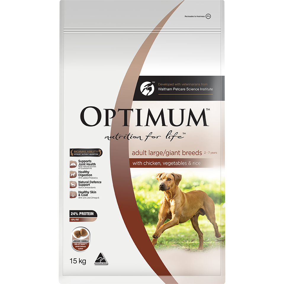 Optimum Large Breed Adult Chicken Dry Dog Food 15Kg Best Friends Pets