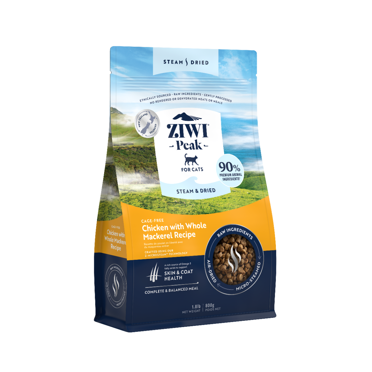 ZiwiPeak Steam & Dried Cat Cage-free Chicken with Whole Mackerel 800g