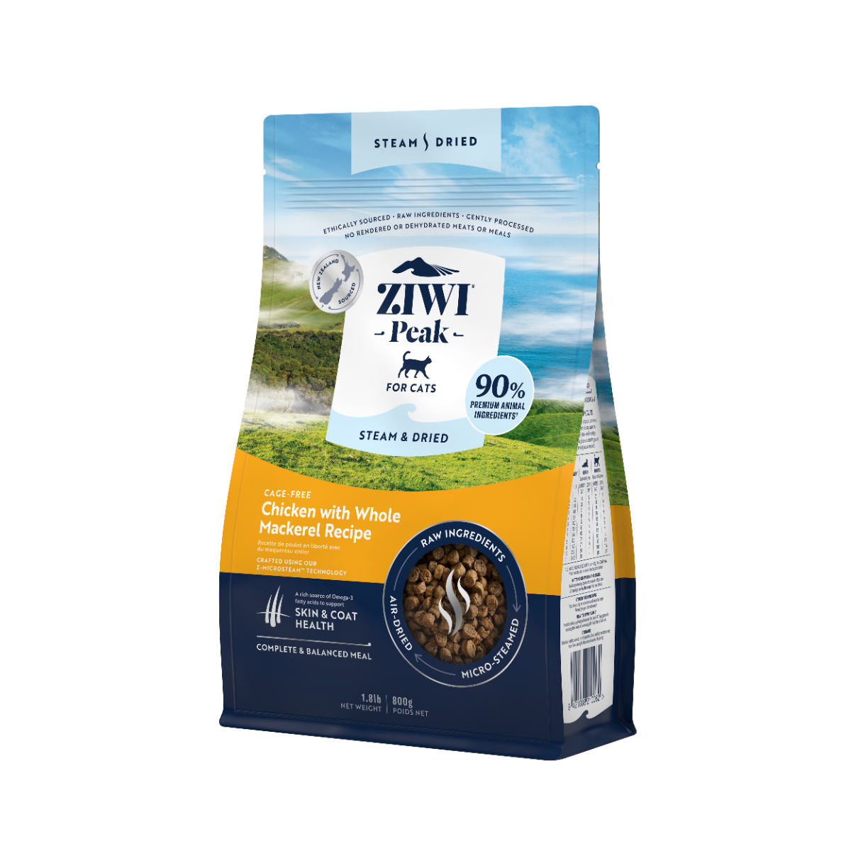 ZiwiPeak Steam & Dried Cat Cage-free Chicken with Whole Mackerel 800g