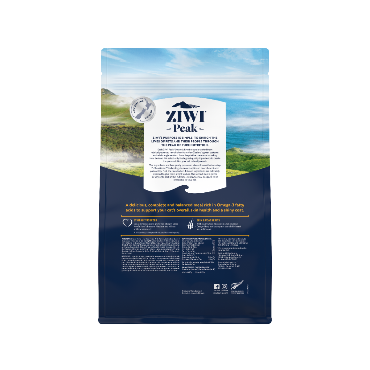 ZiwiPeak Steam & Dried Cat Cage-free Chicken with Whole Mackerel 800g
