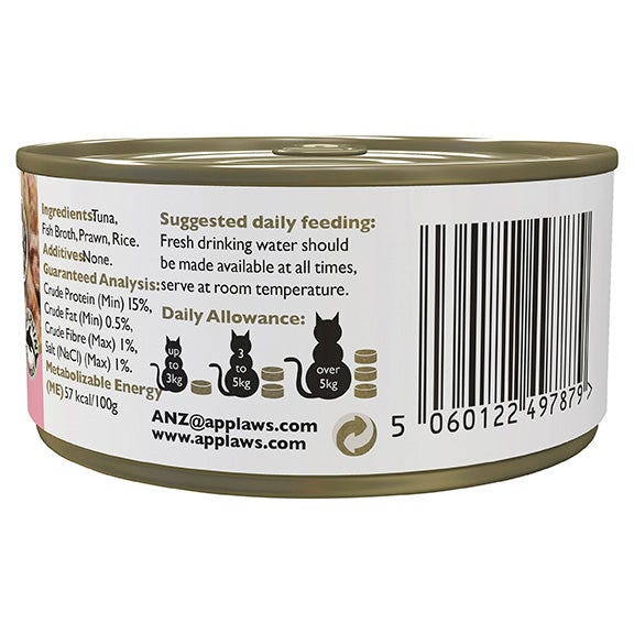 Applaws Natural Tuna Fillet With Prawn In Broth Wet Cat Food Can 70G