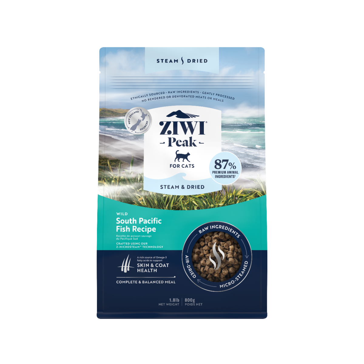 ZiwiPeak Steam & Dried Cat Wild South Pacific Fish 800g