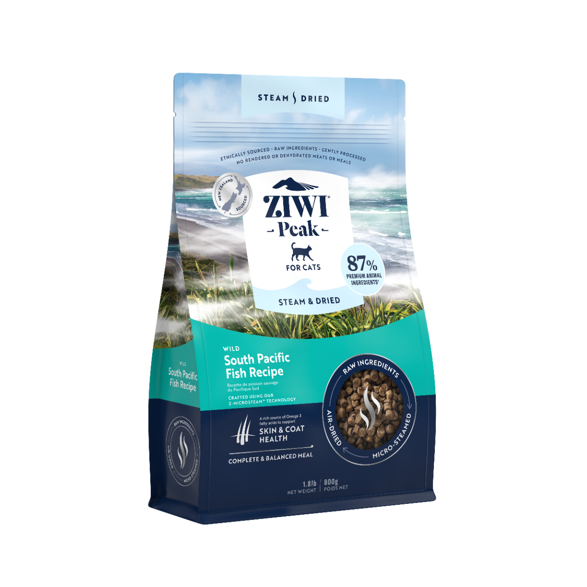 ZiwiPeak Steam & Dried Cat Wild South Pacific Fish 800g