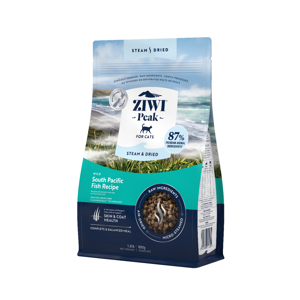 ZiwiPeak Steam & Dried Cat Wild South Pacific Fish 800g