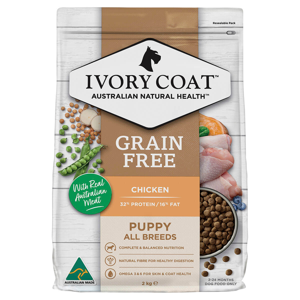 Ivory Coat Grain Free Dry Puppy Food Chicken 2Kg