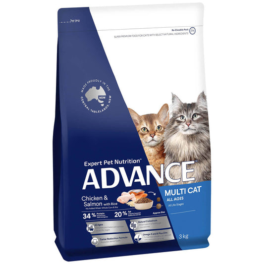 Advance Multi Cat Adult Chicken & Salmon Dry Cat Food 3Kg