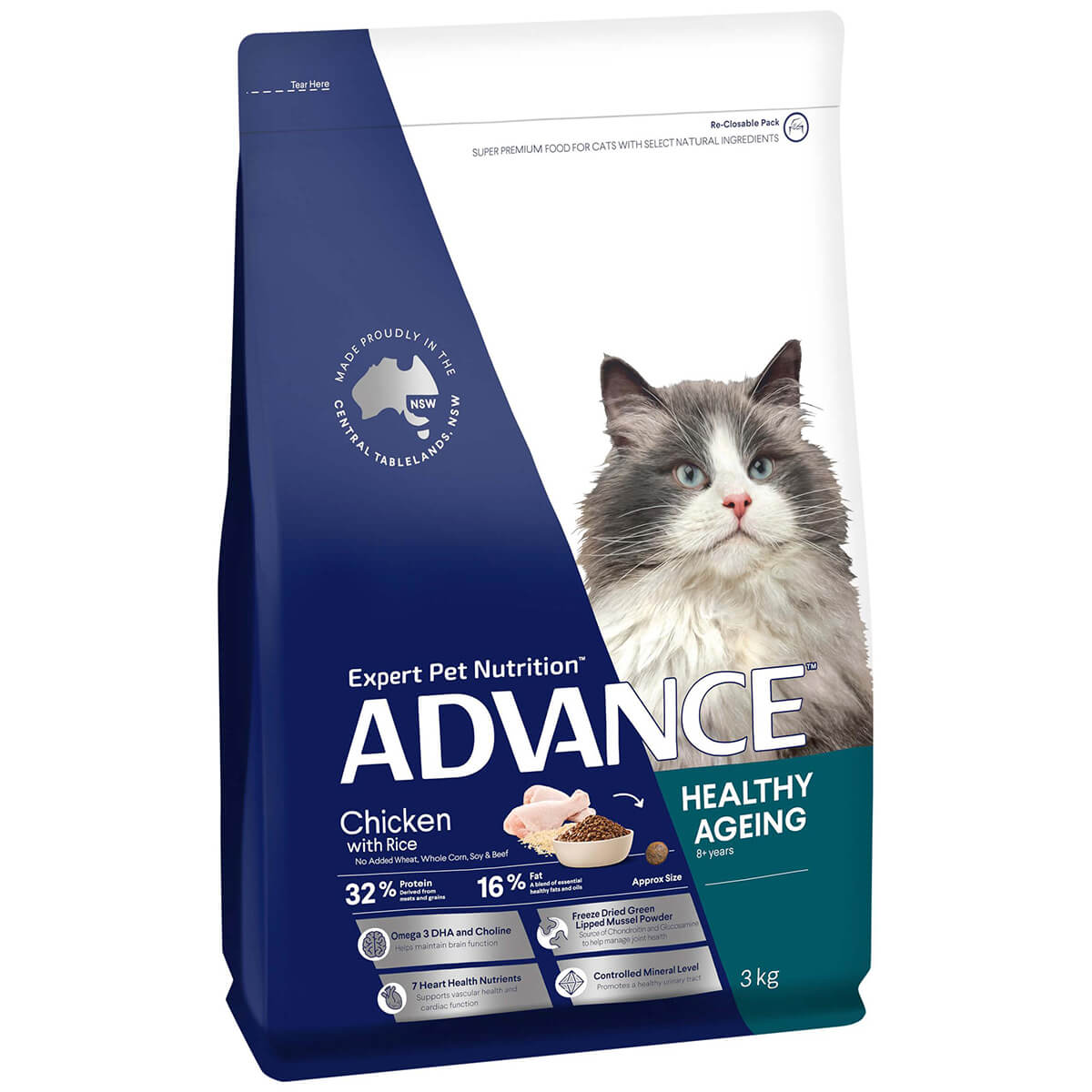 Advance Senior Chicken Dry Cat Food 3Kg