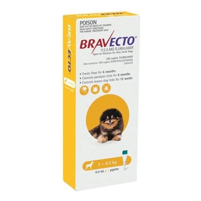 Bravecto Spot On <4.5 Dog 6 Month Pack