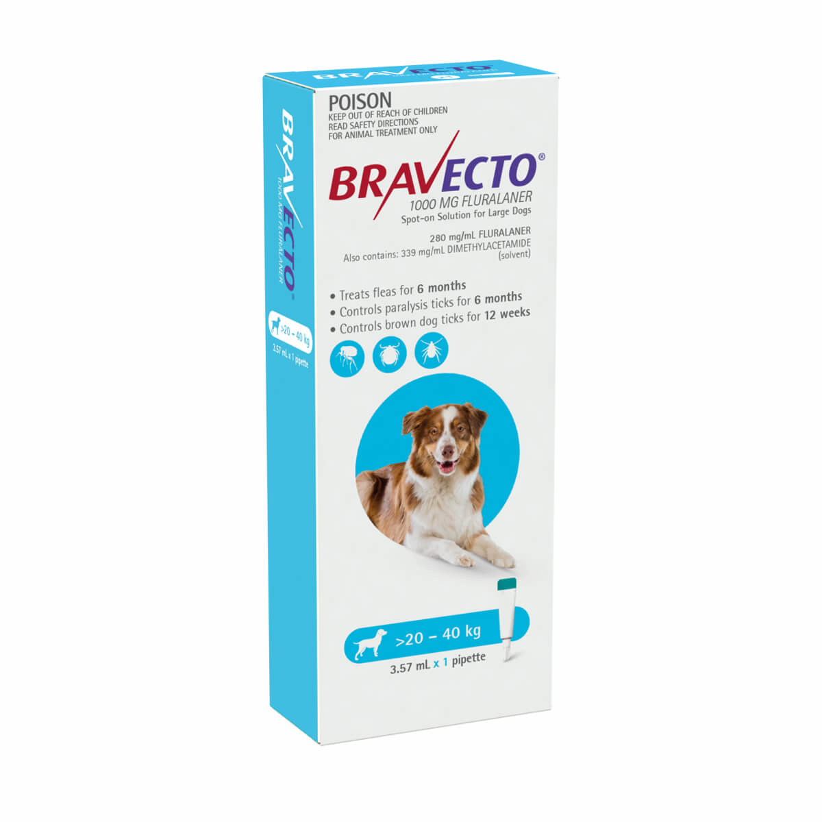 Bravecto Spot On 20-40Kg Dog 6 Month Pack