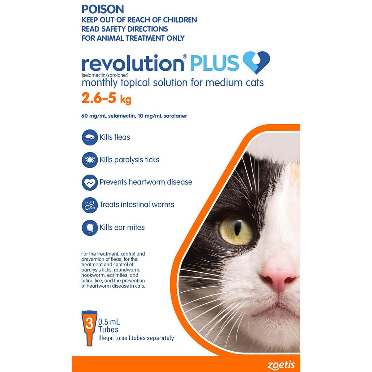 Revolution Plus Flea & Tick Treatment 2.5-5Kg Cat 6 Pack