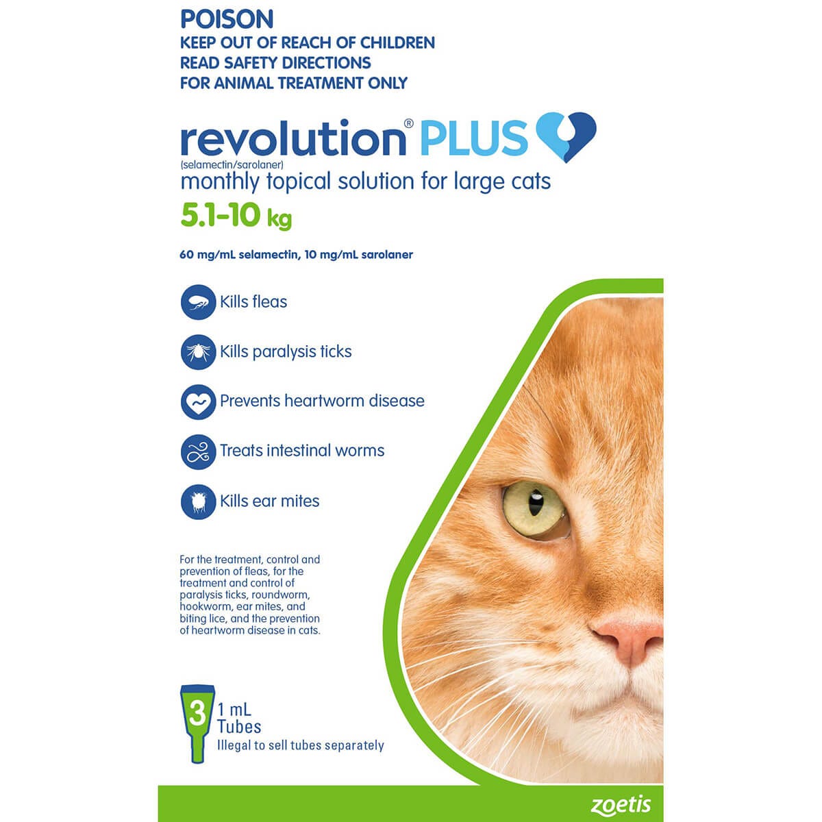 Revolution Plus Flea & Tick Treatment 5-10Kg Cat 3 Pack