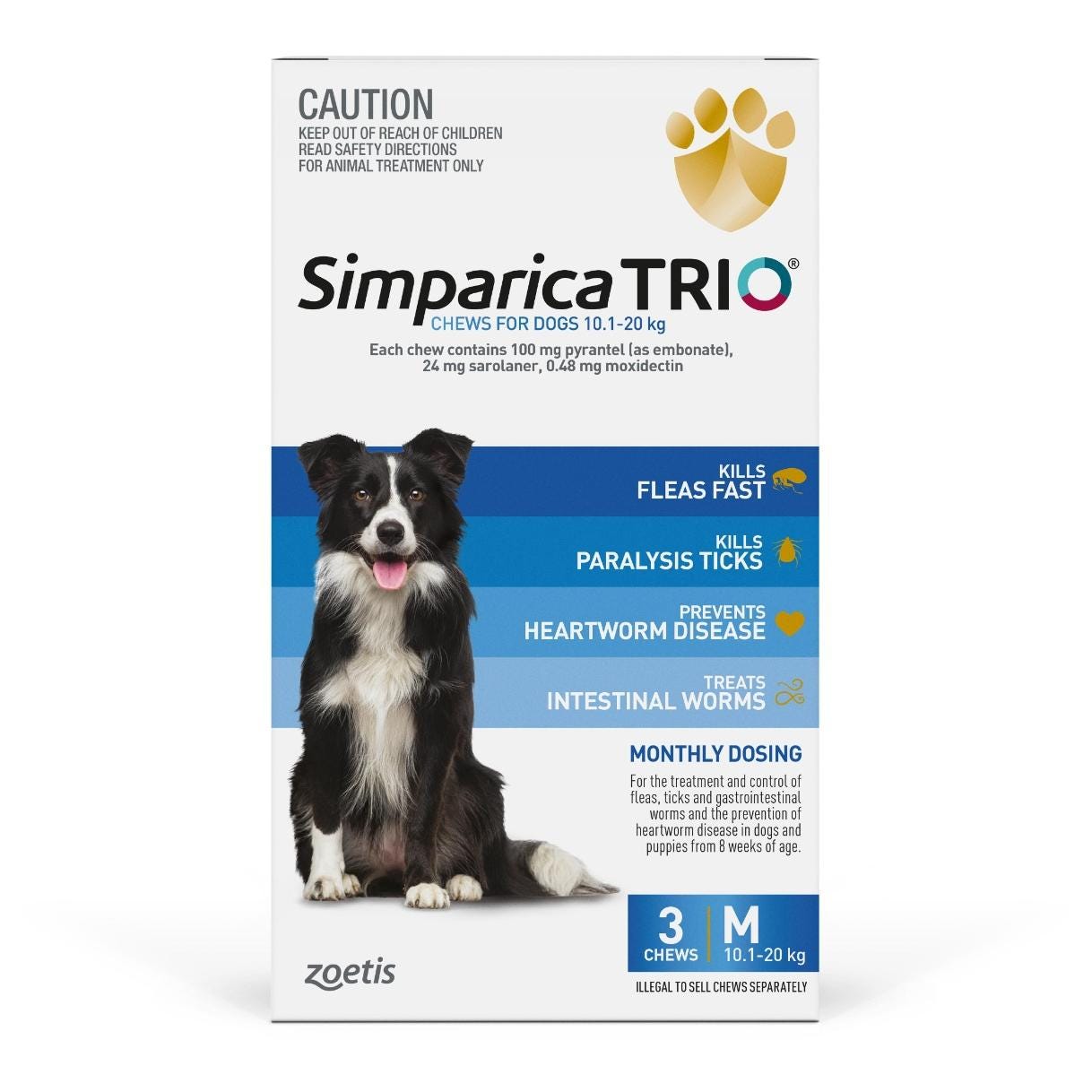 Simparica Trio 10.1-20kg (Blue) 3pk