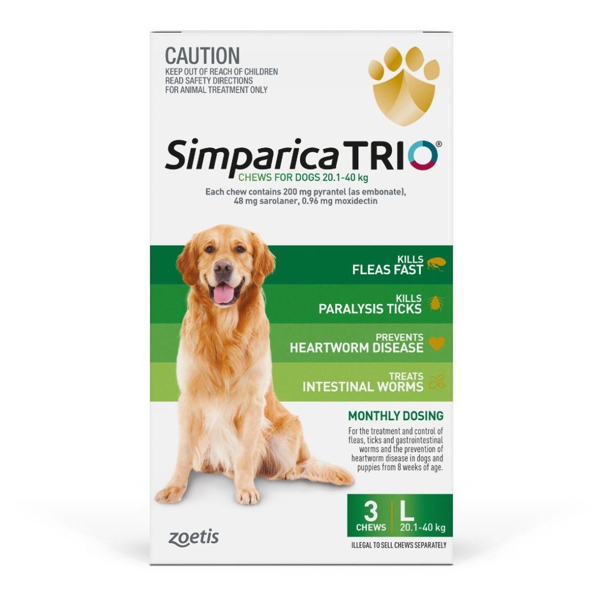 Simparica Trio 20.1-40kg (Green) 6pk