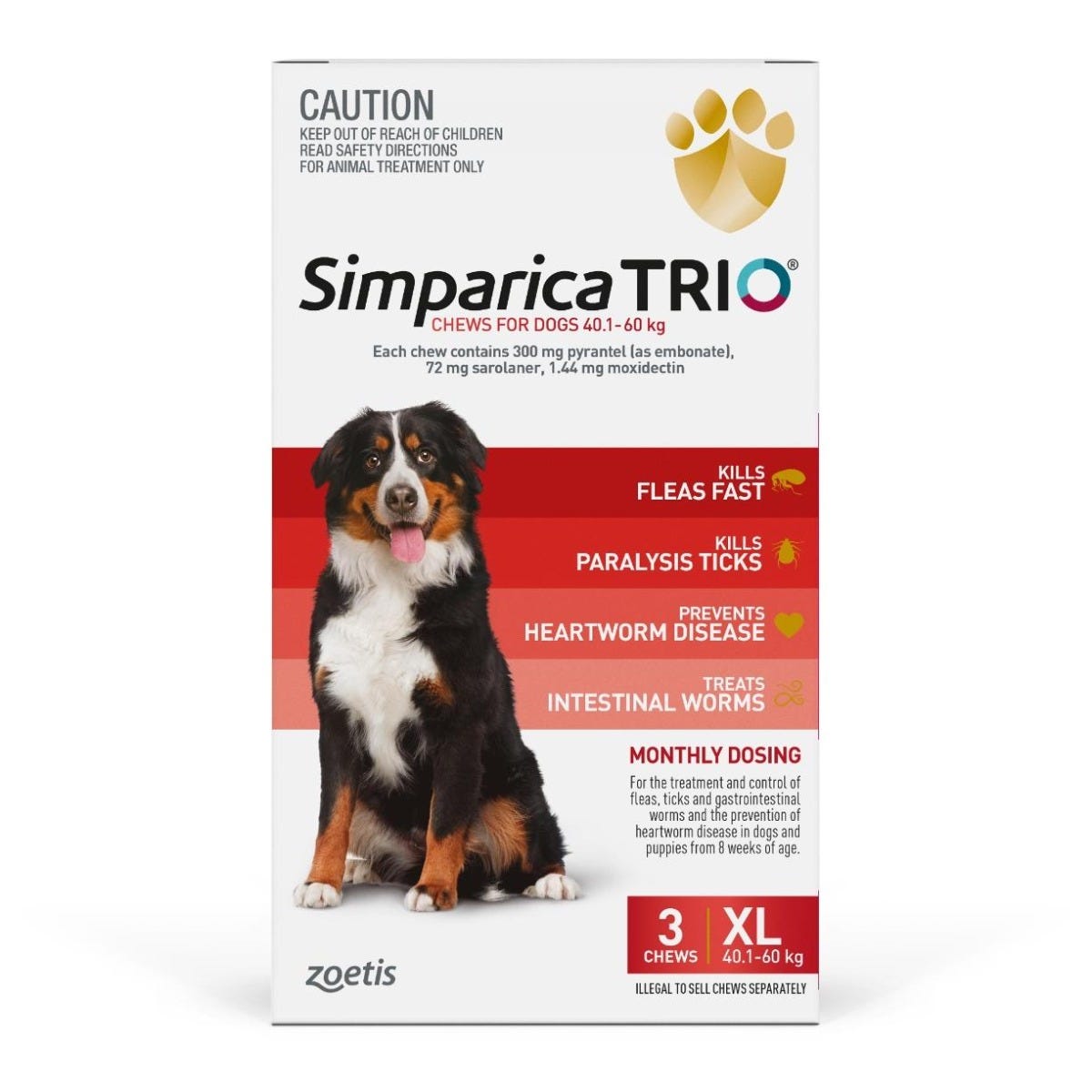 Simparica Trio 40.1-60kg (Red) 6pk