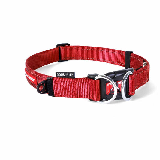 Ezydog Double Up Nylon Dog Collar Red Small (25-38Cm)