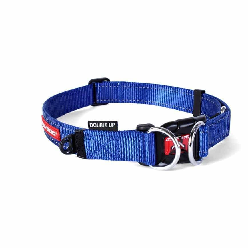 Ezydog Double Up Nylon Dog Collar Blue Medium (32-47Cm)