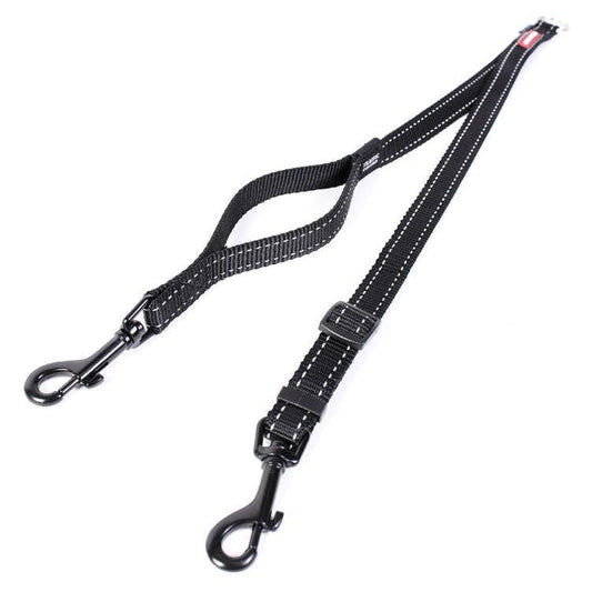 Ezydog Soft Touch Coupler Adjustable Nylon Dual Dog Lead Extension Black