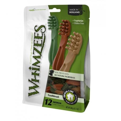 Whimzees Toothbrush Star Medium Breed Dental Dog Treats 12 Pack 360G