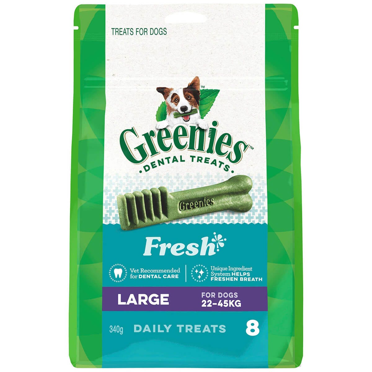 Greenies Freshmint Large Dental Chews Dog Treats 340G