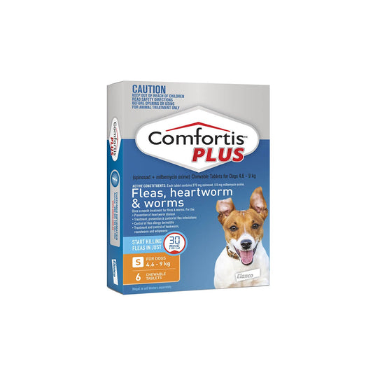 Comfortis Plus Orange Flea & Worming Tablets 4.6-9Kg Dog 6 Pack