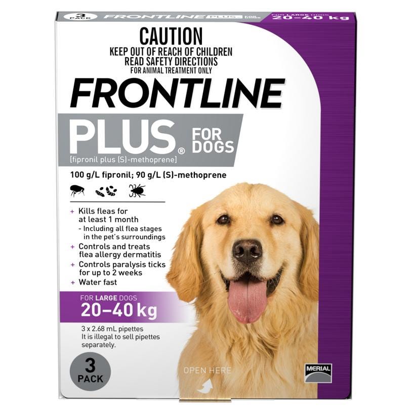 Frontline Plus Flea Treatment 20-40Kg Dog 6 Pack