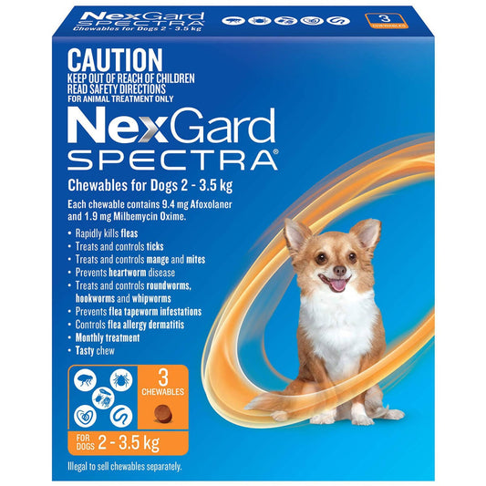 Nexgard Spectra Flea, Tick & Worming Chews 2- 3.5Kg Dog 6 Pack