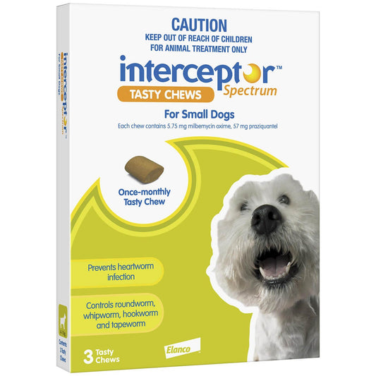 Interceptor Tasty Chew Worming Treatment Small Dog 6 Pack