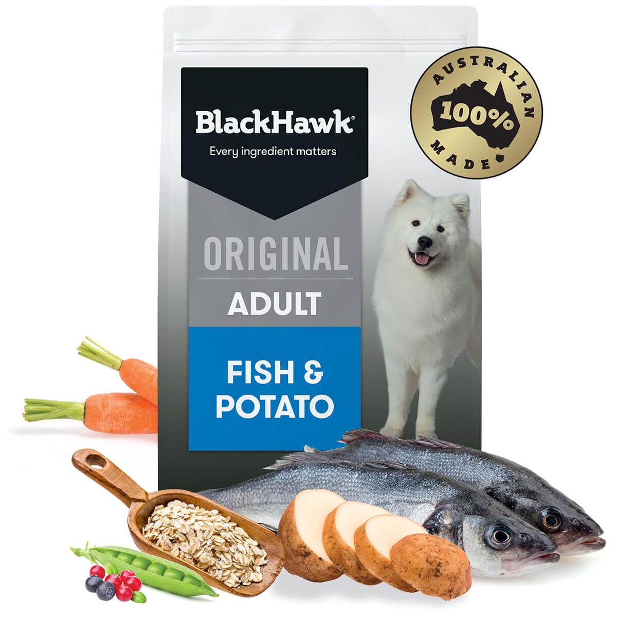 Black Hawk Adult Fish & Potato Dry Dog Food 10Kg