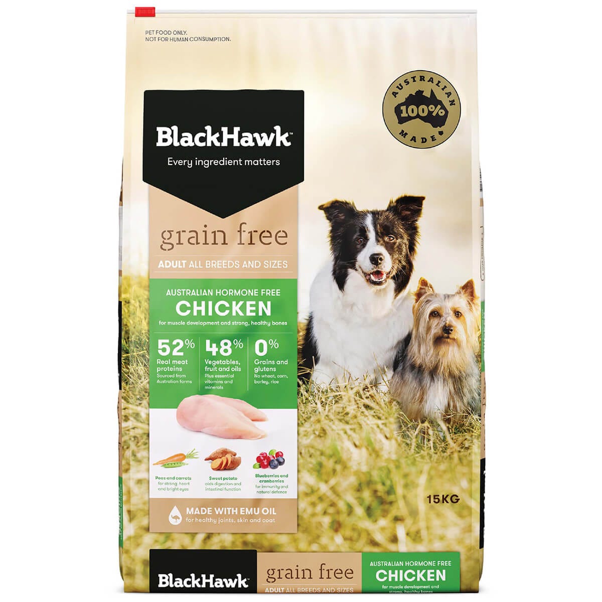 Black Hawk Grain Free Adult Chicken Dry Dog Food 15Kg