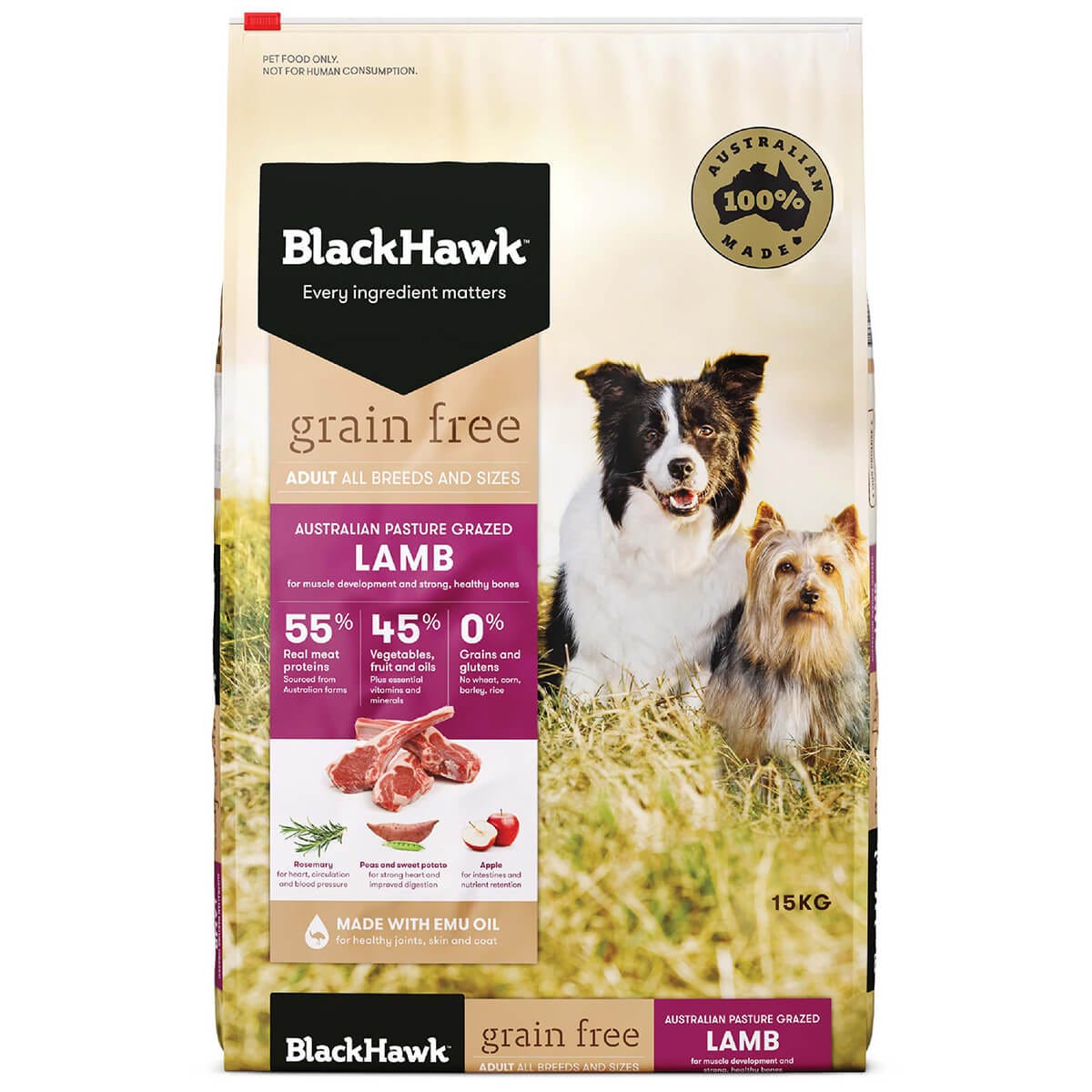 Black Hawk Grain Free Adult Lamb Dry Dog Food 15Kg