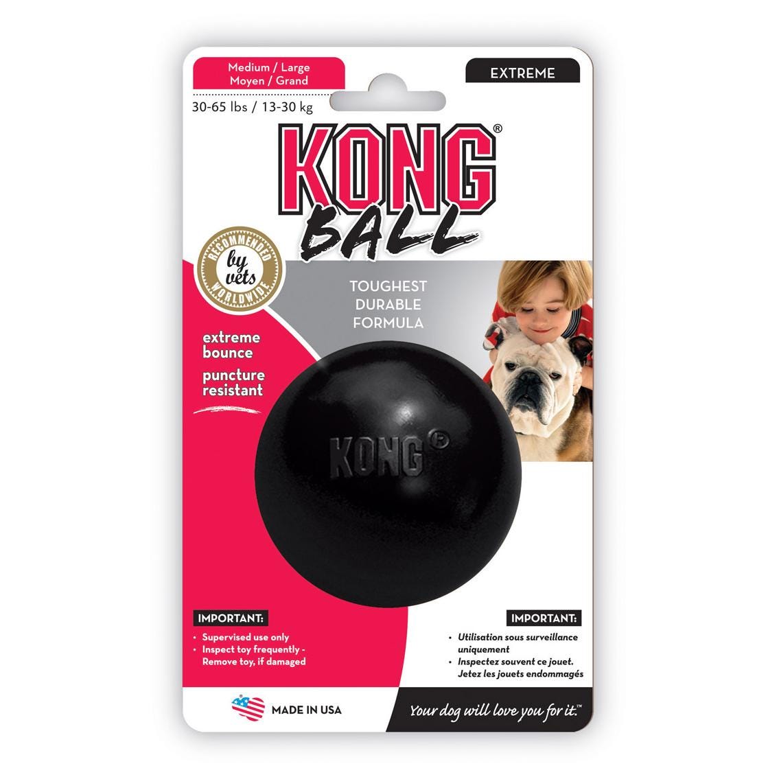 Kong Extreme Ball Dog Toy For Powerful Chewers Black Small