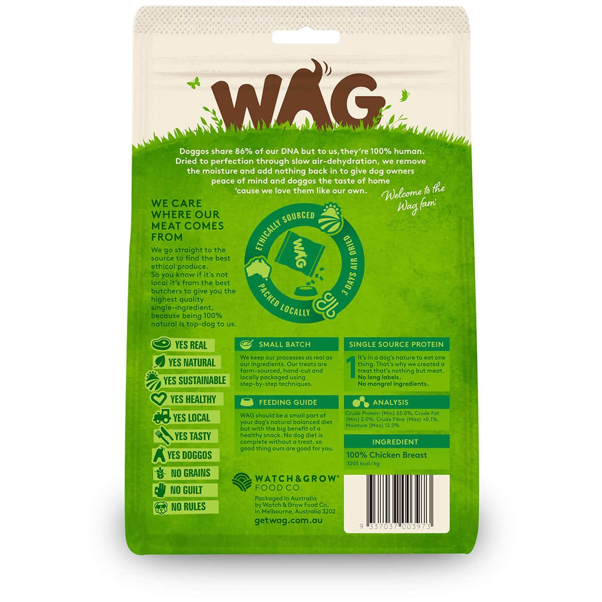 Wag Chicken Breast Dog Treats 200G