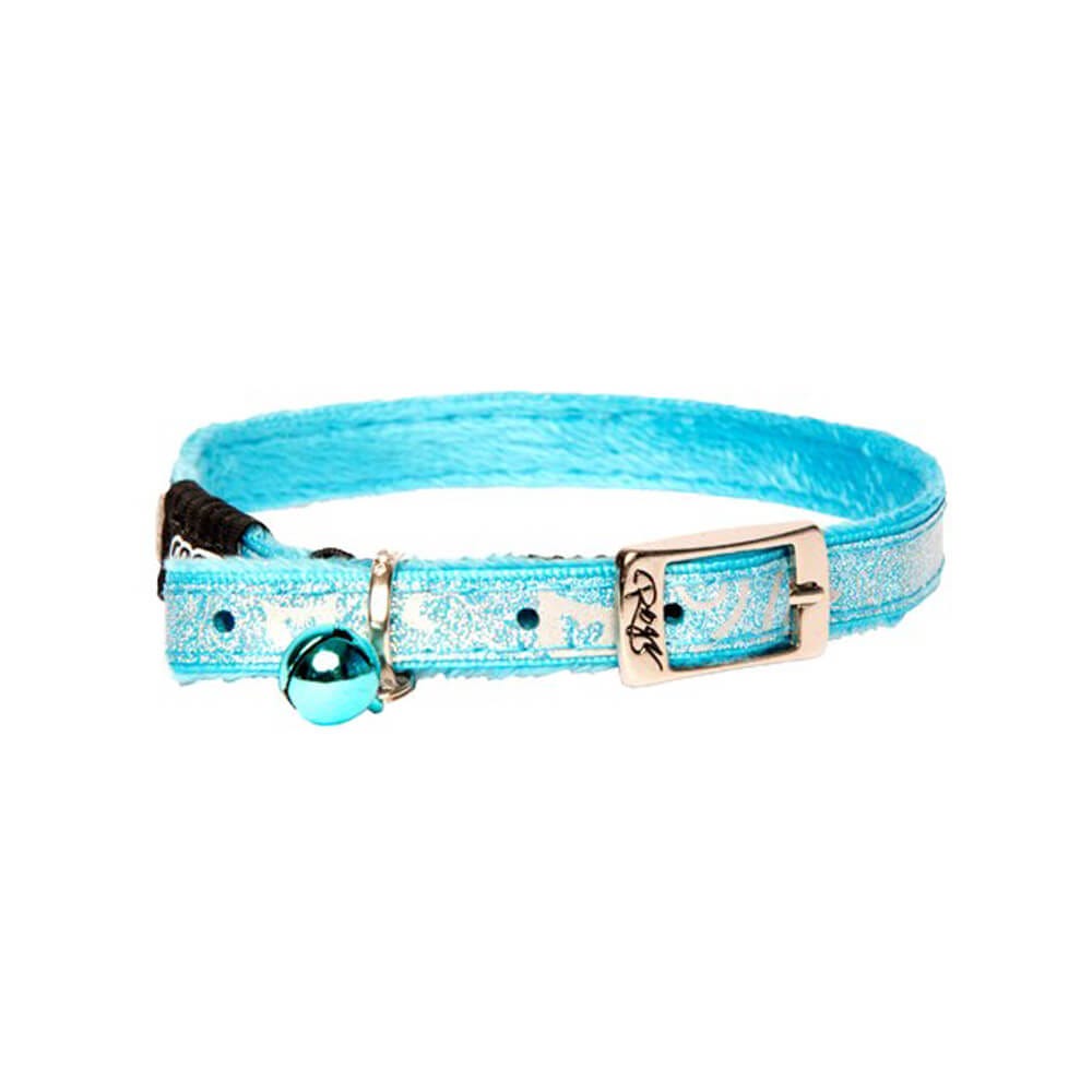 Rogz Sparklecat Pin Buckle Collar - Turq 8Mm