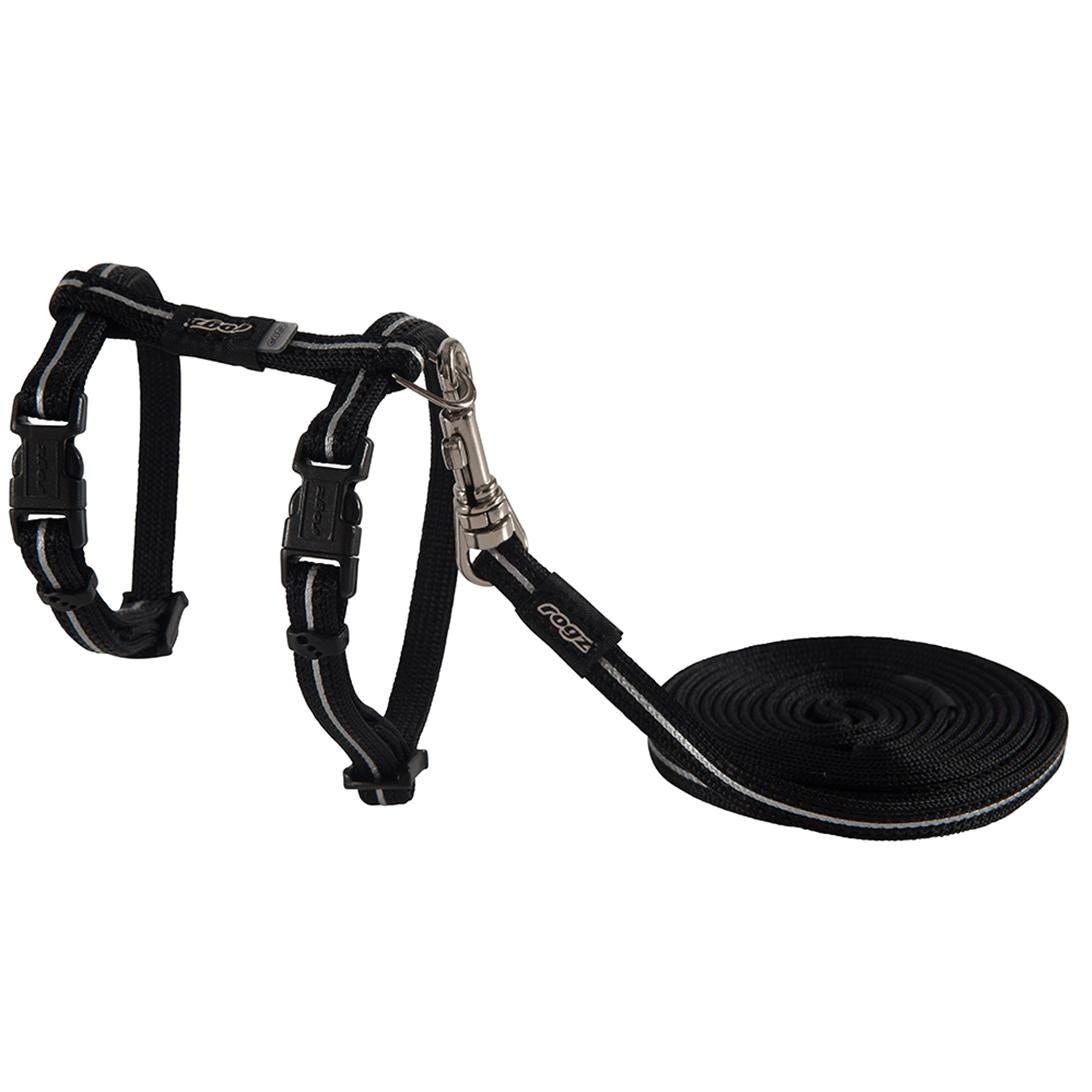 Rogz Alleycat Harness & Lead Set - Black 8Mm