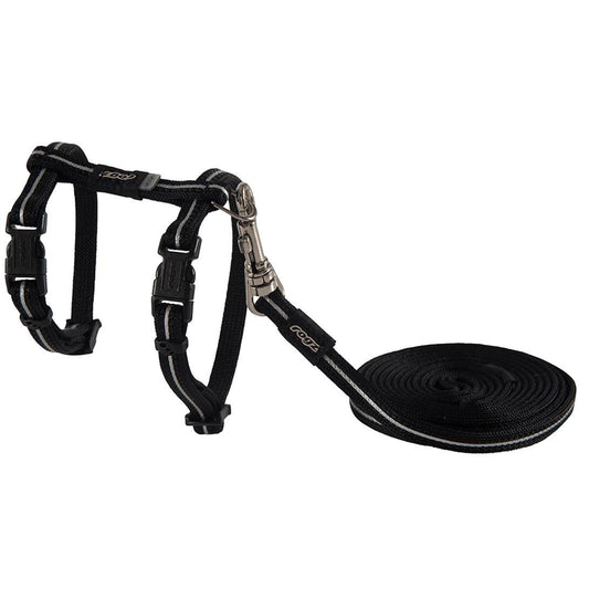 Rogz Alleycat Harness & Lead Set - Black 8Mm