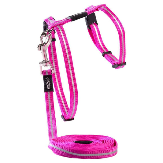 Rogz Alleycat Harness & Lead Set - Pink 8Mm