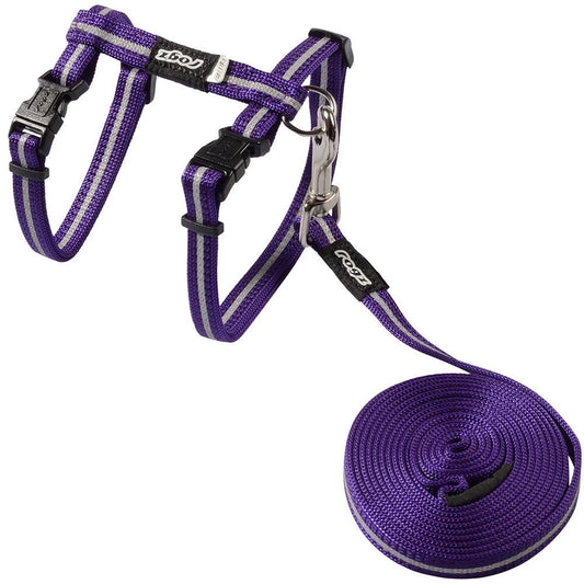 Rogz Alleycat Harness & Lead Set - Purple 8Mm