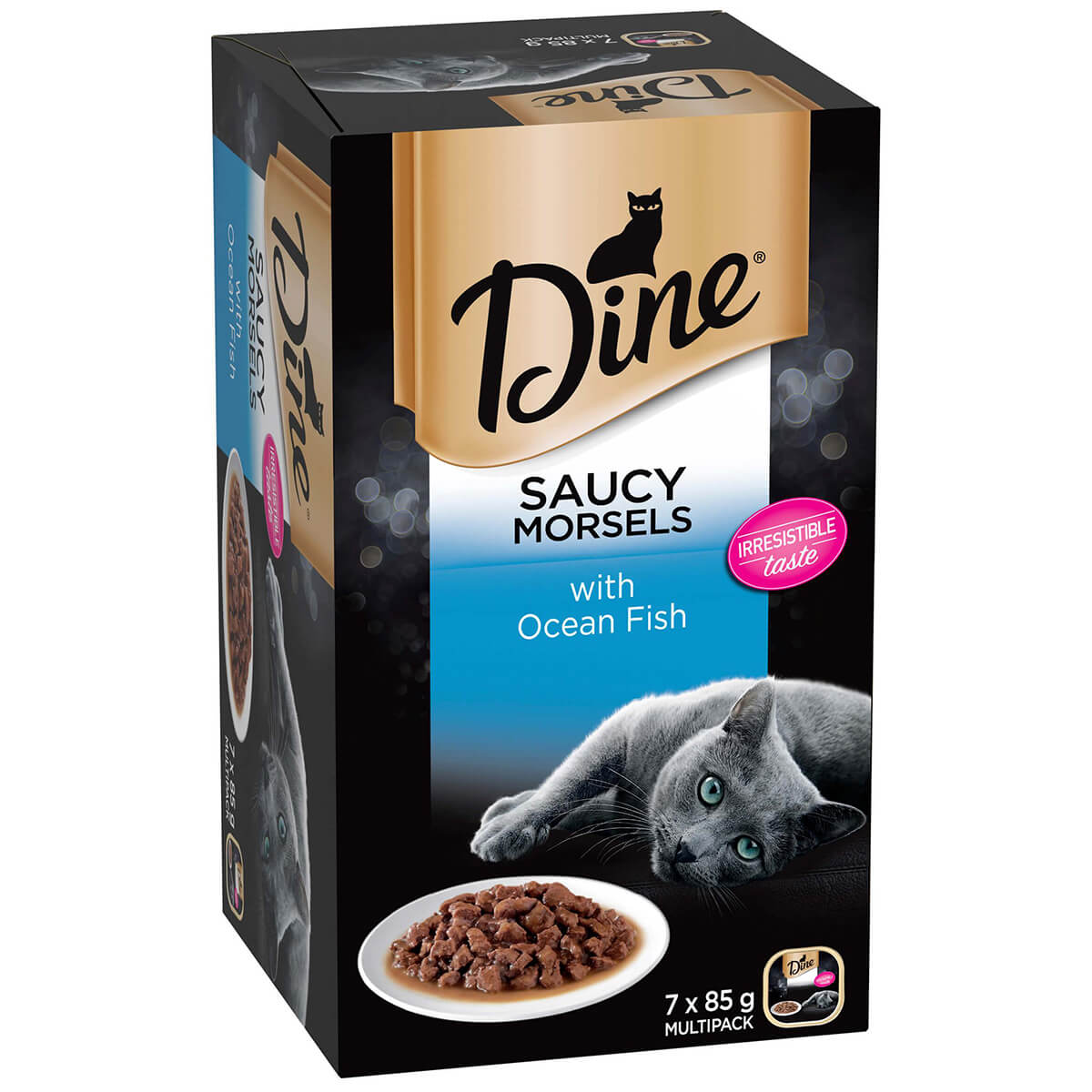 Dine Daily Variety Saucy Morsels & Ocean Fish Wet Cat Food Tray 7X85Kg