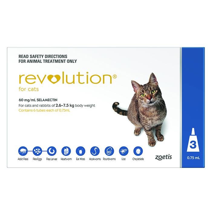 Revolution Flea & Worm Treatment Cat 6 Pack