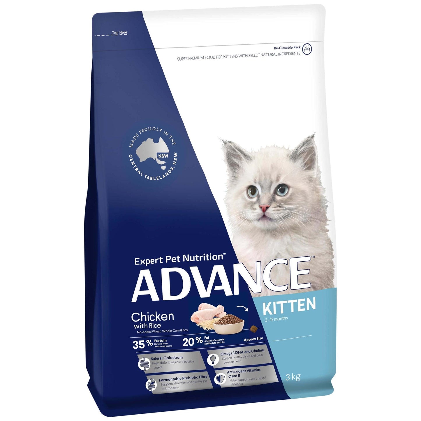 Advance Kitten Plus Chicken Dry Cat Food 3Kg