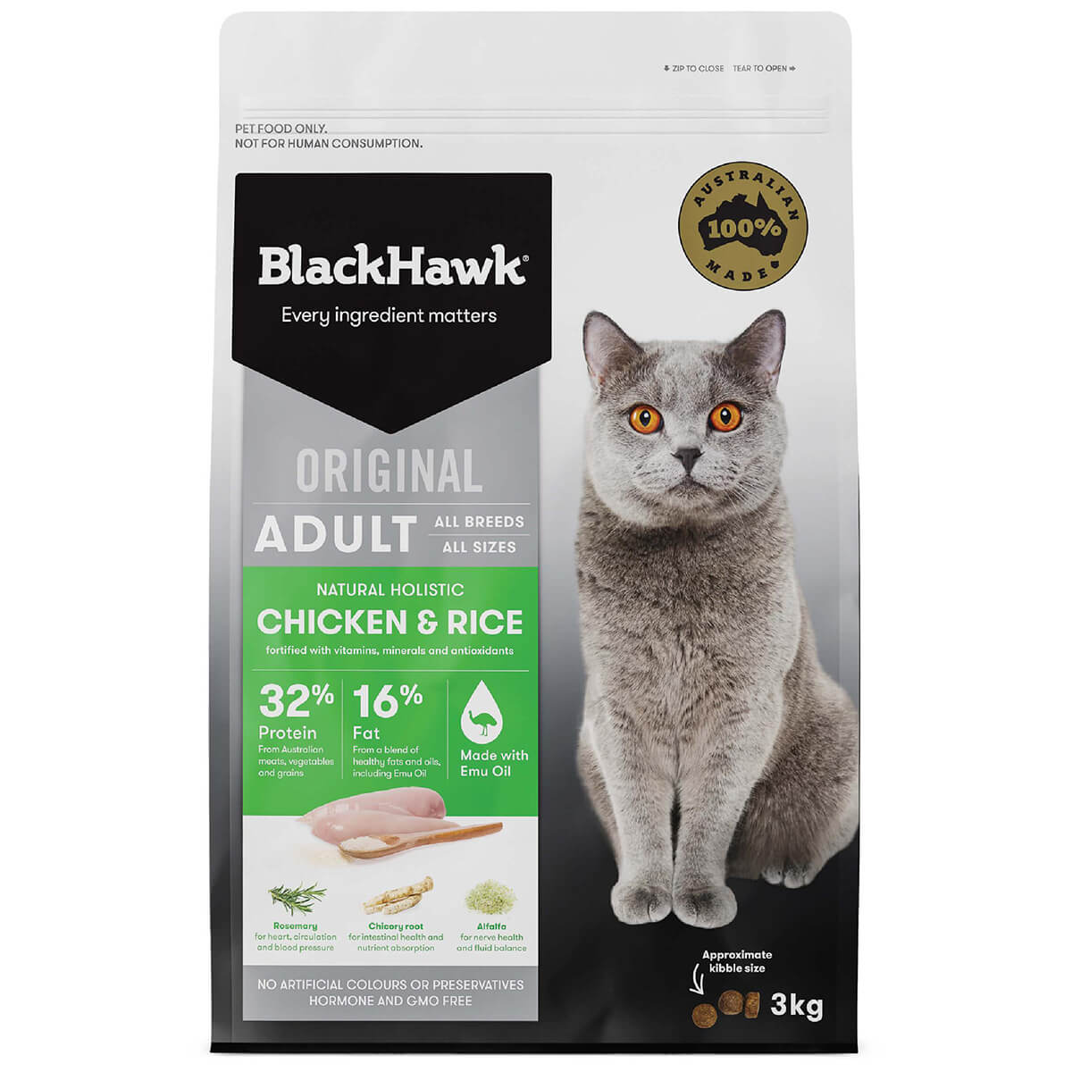 Black Hawk Original Adult Chicken Dry Cat Food 3Kg