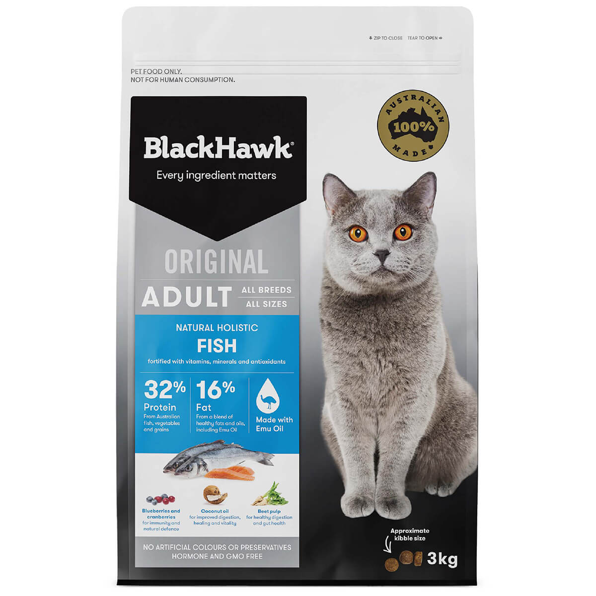 Black Hawk Original Adult Fish Dry Cat Food 8Kg