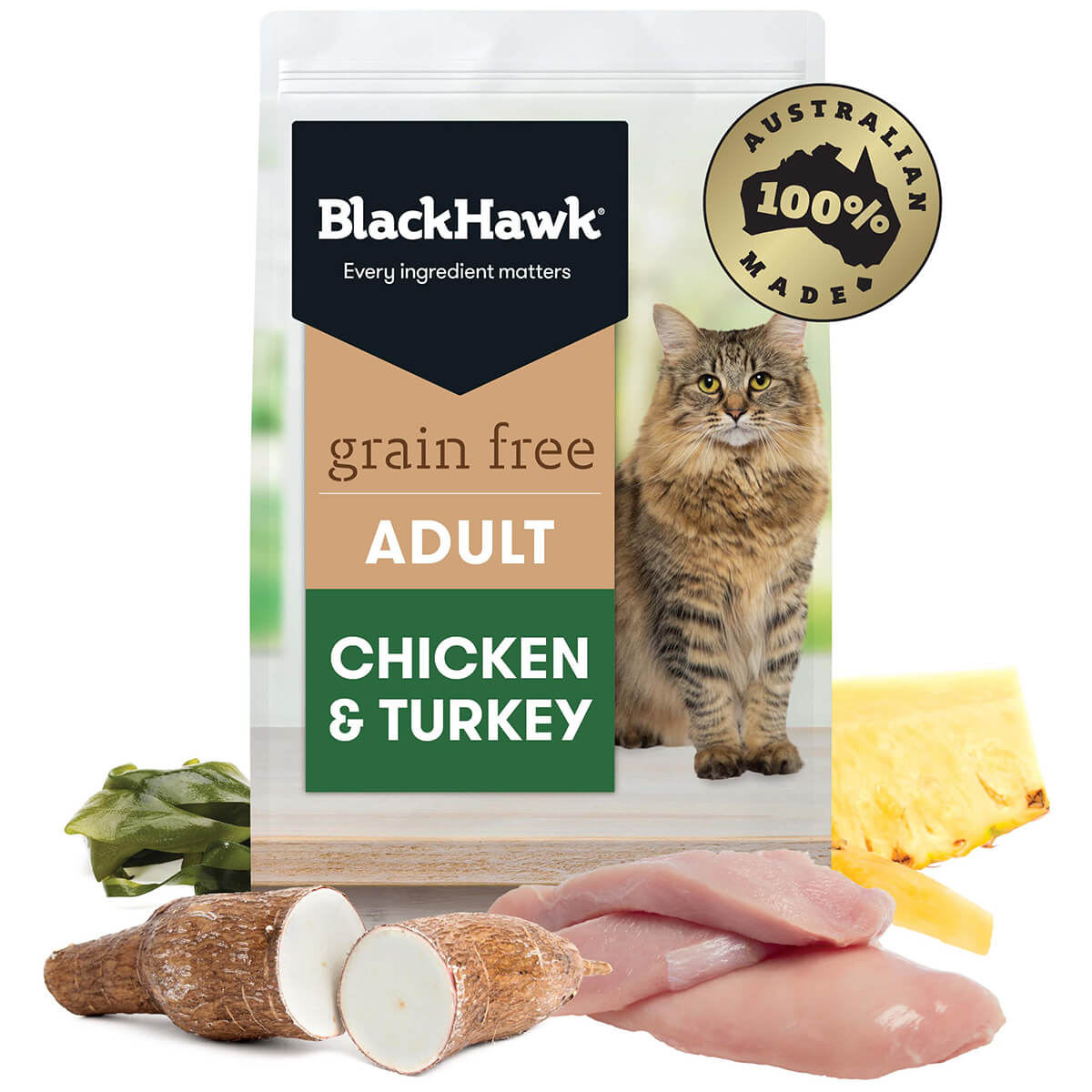 Black Hawk Grain Free Adult Chicken & Turkey Dry Cat Food 2.5Kg